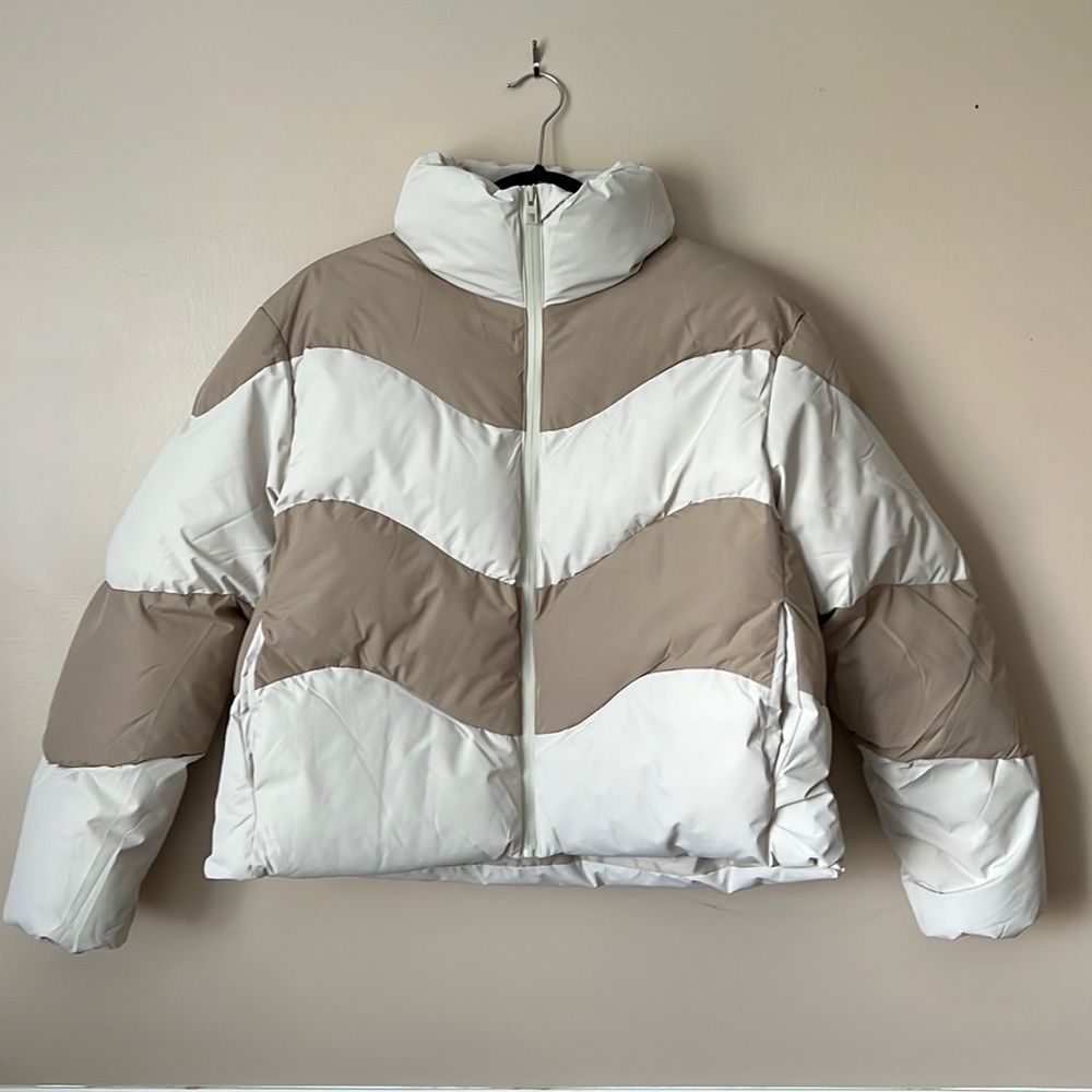 Vera Moda - Cream and tan puffer coat - S - Brand New with tags